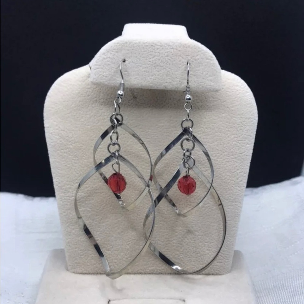 Red handmade dangle earrings